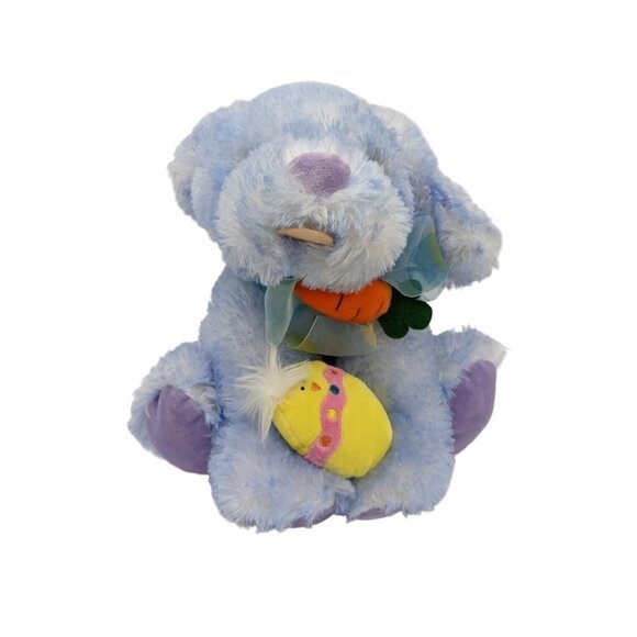 Wal mart blue bunny rabbit plush stuffed animal toy Easter egg carrot  bow 10" - Picture 1 of 11